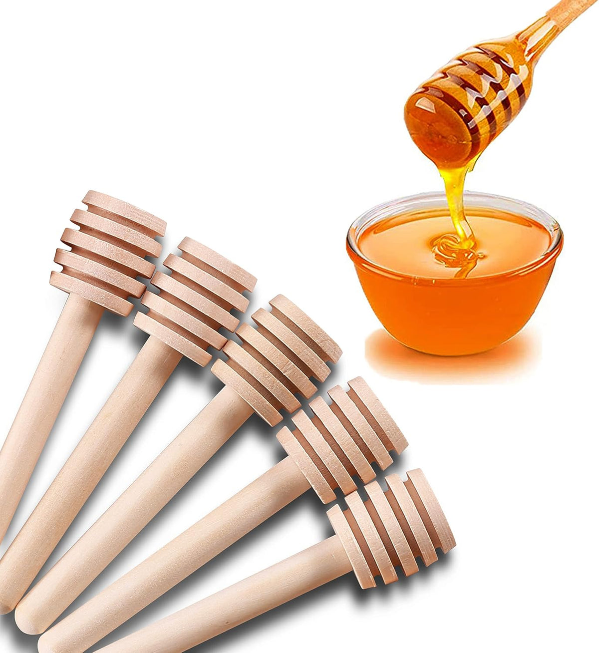 25 Pcs Honey Sticks Dipper, 3 Inch Mini Wooden Honeycomb Stick