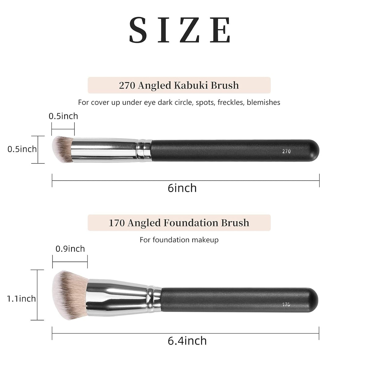 Makeup Brushes, 2Pcs Foundation & under Eye Concealer Brush Set