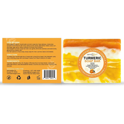 Organic TURMERIC Soap Bar Face & Body Cleanser - 3.5 OZ (Pack 6)