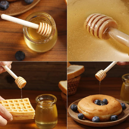 25 Pcs Honey Sticks Dipper, 3 Inch Mini Wooden Honeycomb Stick