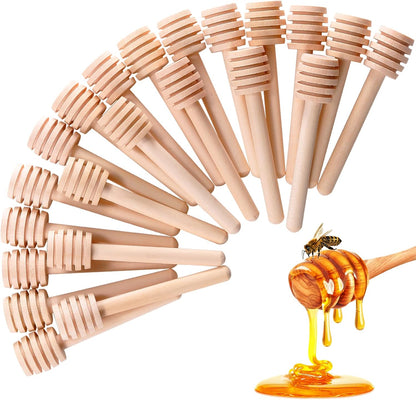 25 Pcs Honey Sticks Dipper, 3 Inch Mini Wooden Honeycomb Stick