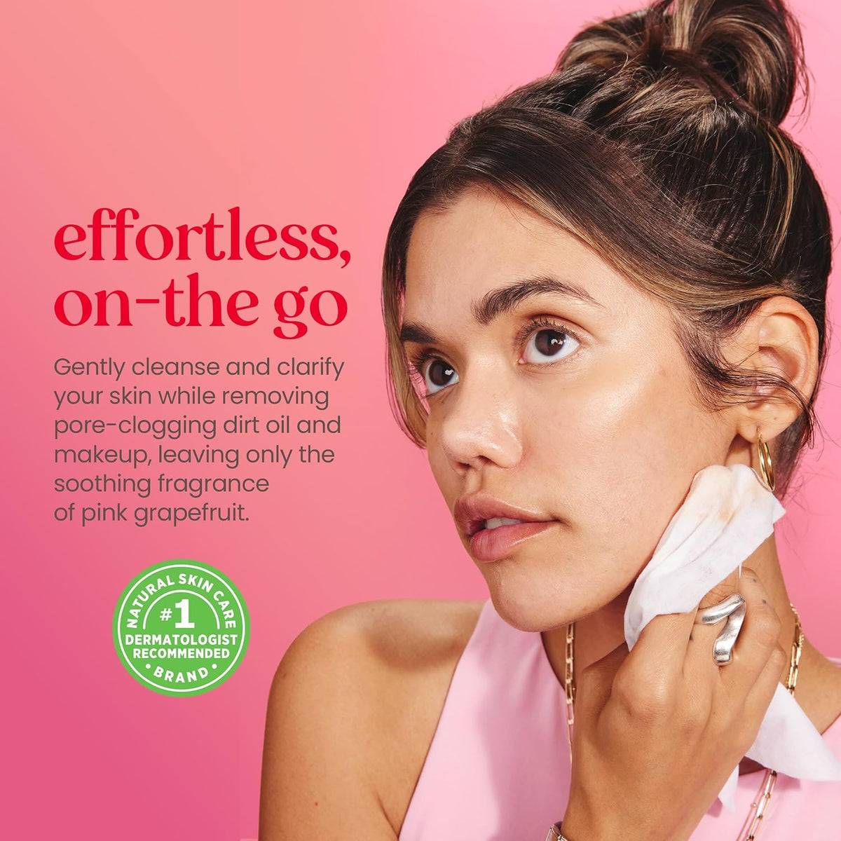 Pink Grapefruit Face Wipes, for All Skin Types, Hydrating Makeup Remover & Facial Cleansing Towelettes, 30 Ct. (3-Pack)