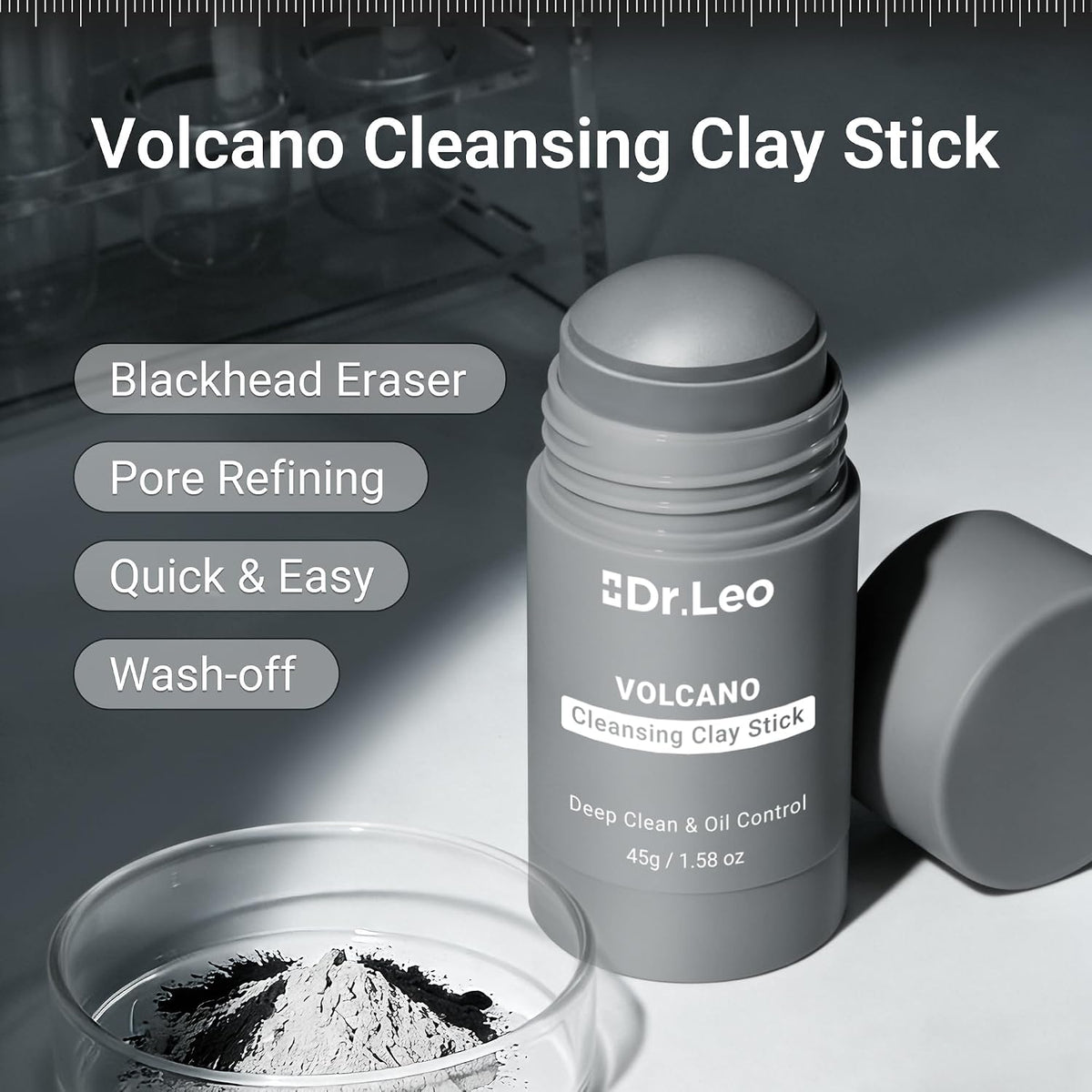 Blackhead Remover Clay Mask Stick, Volcanic Mud & Kaolin, 1.58Oz