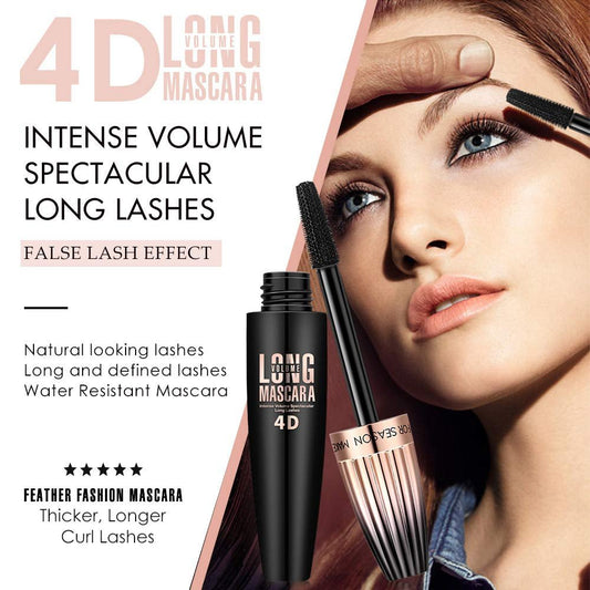 4D Silk Fiber Lash Mascara, Waterproof Long Lasting Mascara Black Volume and Length Natural, Exquisitely Full, Lengthening Thickening Softer Fuller Lashes Amplify Smudge-Proof Eyelash Mascaras,1 Pack